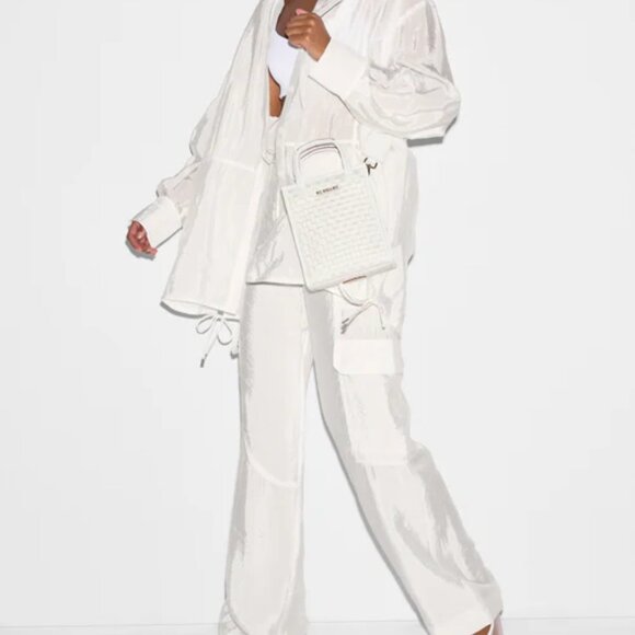 MZ Wallace  Micro Woven Box Tote  Color: Pearl Metallic $255 - Picture 5 of 7
